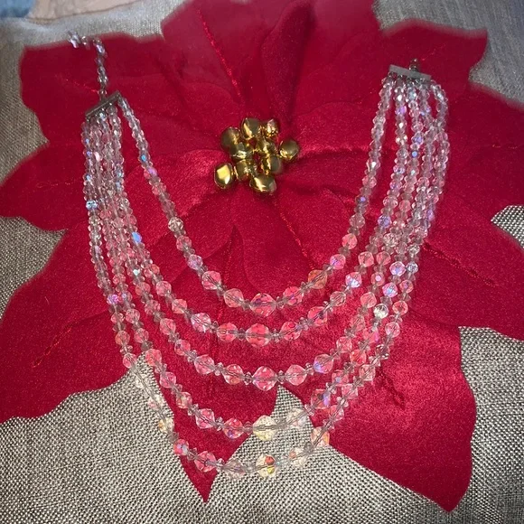 Vintage Aurora Borealis 5 Strand Necklace - Picture 1 of 4